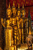 Luang Prabang, Laos - Wat Mai, detail of the Buddha altar inside the sim. 